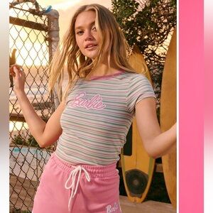 Barbie stripped baby tee